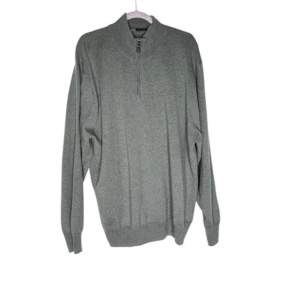 Jos. A. Bank Men's Sweater in 100% Merino Wool in Gray Partial Zipper Size XXL - Picture 1 of 5